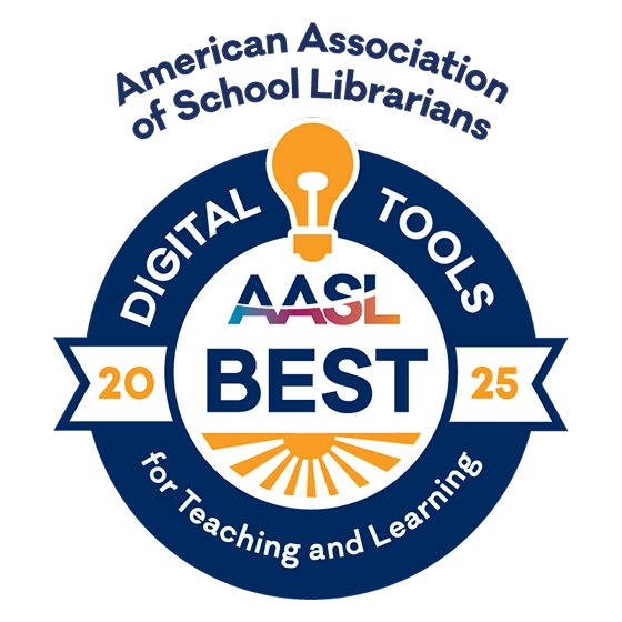 Badge for the American Association of School Librarians’ 2025 Best Digital Tools for Teaching and Learning